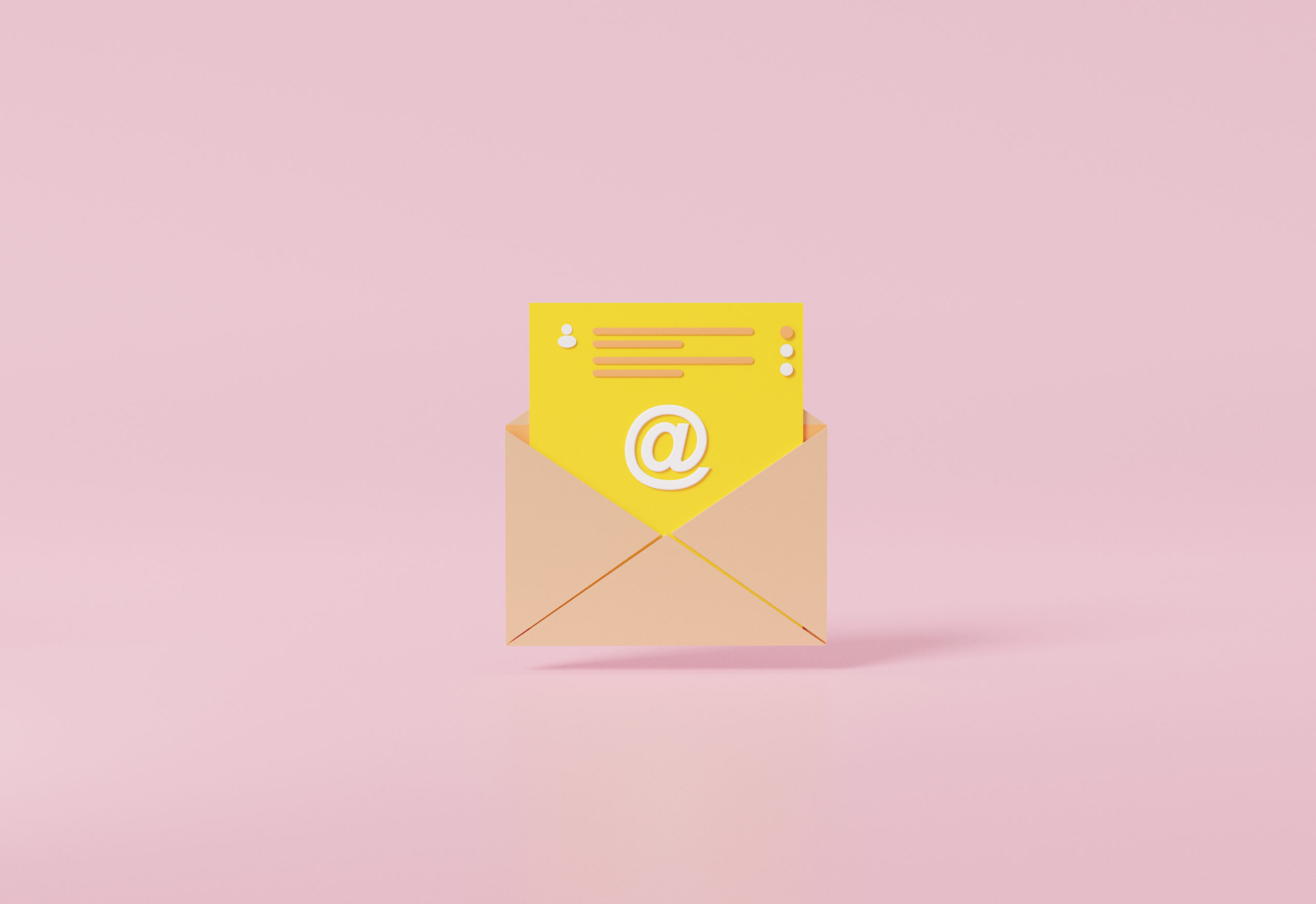 3D rendering digital document email marketing icon minimal style